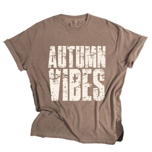 Autumn Vibes Block Distressed - Women's Garment Dyed Graphic T-Shirt - 1 of 4