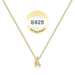 Turandoss S925 Sterling Silver Initial Necklace for Women Girls, Dainty 18K Gold Letter Necklace, Gold Jewelry for Women, Gifts for Girls, 16+3Inches - 1 of 4