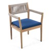 Lyngins 2-Pack Acacia Wood Patio Accent Chair, Teak-Look Finish Outdoor Dining Chair, Beige Rope + 2" Cushion, All-Weather Patio Furniture for Garden - 3 of 4