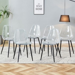 ALEXOUN Clear Dining Chairs Set of 6, Modern Transparent Dining Chairs with Silver Plated Metal Legs, for Dining Room, Bedroom,Living Room - 1 of 4