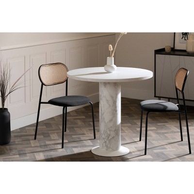 South Shore Set of 2 Hype Rattan Dining Chair Black/Natural: Mid-century Upholstered, Metal Legs, Velvet Seat