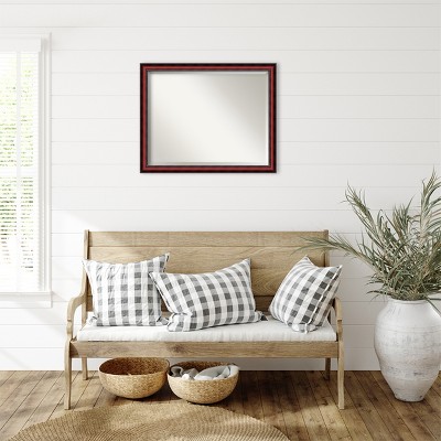 Cherry Wood Beveled Rectangular Wall Mirror