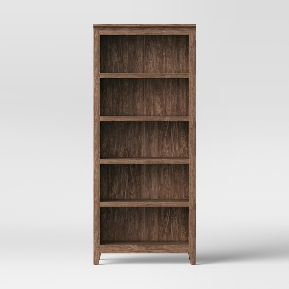 72" Carson 5-Shelf Bookcase Walnut Brown - Threshold