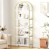 Coolmee 5 Tier Arched Bookshelf, Bookcase Display Racks Tall Bookshelves, Storage Rack Large Wood Book Shelf for Bedroom, Living Room, Office - 3 of 4
