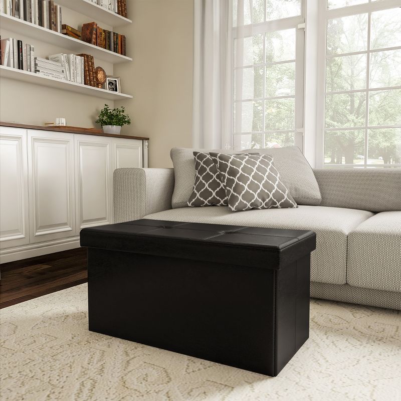Hasting Home 30-Inch Faux Leather Folding Storage Ottoman, 5 of 8