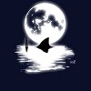 Junior's Design By Humans Shark full moon graphic By Udezigns T-Shirt - 2 of 3