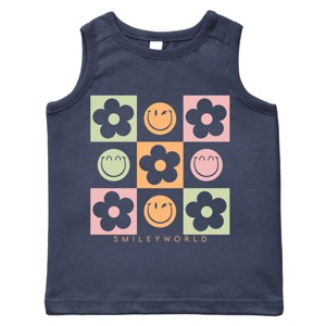 The Juniper Shop SmileyWorld Checkered Floral Smile Toddler Tank - 1 of 4
