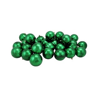 Northlight 32ct Shatterproof Shiny Christmas Ball Tree Ornament Set 3.25" - Green - 1 of 3