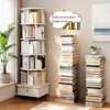 Okak Rotating Bookshelf, Storage Shelves with 5 Tiers, Tall Bookcase for Books and CDs, Storage Organizer for Living Room, Bedroom, Office, White - 2 of 4