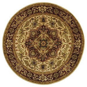 Light Gold/Red Solid Tufted Round Area Rug - (8