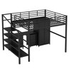YOOCOZZ Full Size Metal Loft Bed with Table Set, Ladder Shelves, and Built-in Wardrobe - Black - 4 of 4