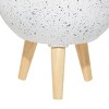 Set of 2 Contemporary Wood Oval Bowl Planters White - Olivia & May: Chic Fiber Clay Cauldron Design with Wooden Tripod Legs - 3 of 4