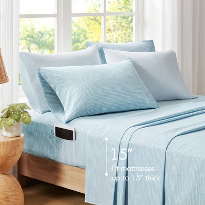 Regency Heights 9Pcs BIAB Floral Print Cottage Style Lightweight Comforter Set, Seersucker Textile Ultra Soft Breathable Bedding Set, Blue, Queen — фото 8