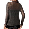 Nlife Womens Nashville Mesh Sheer Sparkly Top Glitter See Through Tops Tee Shirt Long Sleeve Concert Rave Outfits - 4 of 4