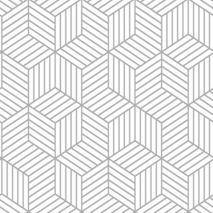 RoomMates Striped Hexagon Peel & Stick Wallpaper White/Gray: Modern Geometric Vinyl, Removable, Self-Adhesive, 28.2 Sq Ft - 1 of 4