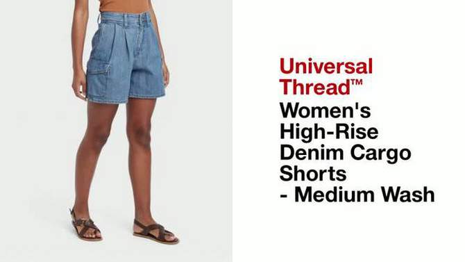 Women's High-Rise Denim Cargo Shorts - Universal Thread™ Medium Wash, 2 of 8, play video