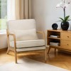 Beige Modern Accent Chair with Lumbar Pillow and Wooden Frame for Living Room or Office - 2 of 4
