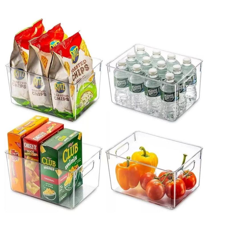 MPM 4 Packs Transparent Plastic Bins Storage Box, Deep Plastic Bins, Great Organization for Home Storage, Kitchen Cabine, 3 of 7
