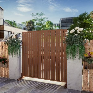 PexFix Outdoor Metal Privacy Screen Garden Fence in Louver Pattern - 1 of 4