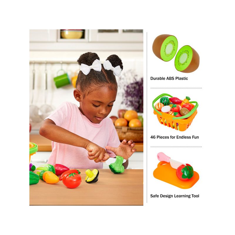 46-Piece Kids Play Food & Kitchen Accessories Set by Toy Time, 5 of 12