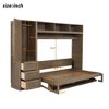 Full Size Murphy Bed with Wardrobe, Drawers, Shelves and Folding Desk, Space-Saving Wall Bed in Antique Wood Finish - 3 of 4