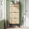 Shoe Storage Cabinet with 3 Flip Drawers, Farmhouse Fluted Shoe Organizer with Metal Legs, Freestanding Hidden Slim Narrow Shoe Rack - 3 of 4
