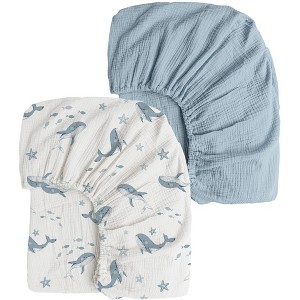 LISM 2 PCS Cotton Crib Sheets Baby Sheets for Standard Crib Mattress, 52"x 28" - 1 of 4