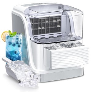ZAFRO Ice Makers Countertop,33lbs Per Day, 24 Ice Cubes/Cycle in 6 Mins,Clear Ice Cube Maker with Scoop & Basket,2 Ice Sizes,for Home(Silver) - 1 of 4