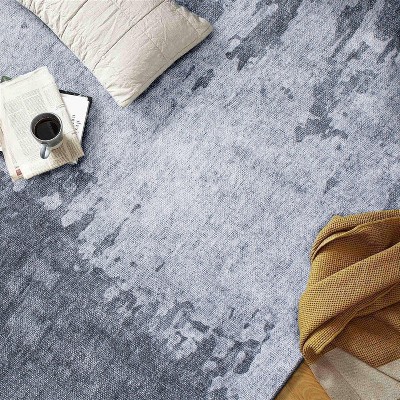 Gray Abstract Flat Woven Machine Washable Area Rug
