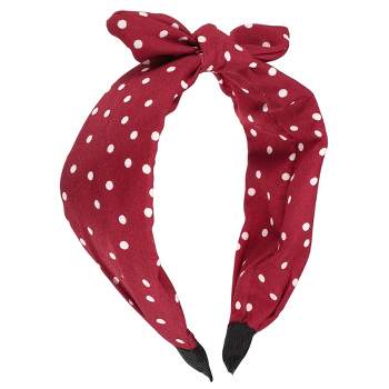 Unique Bargains Women's Bowknot Headband with Bunny Ears 2.17 Inch Wide 1 Pc