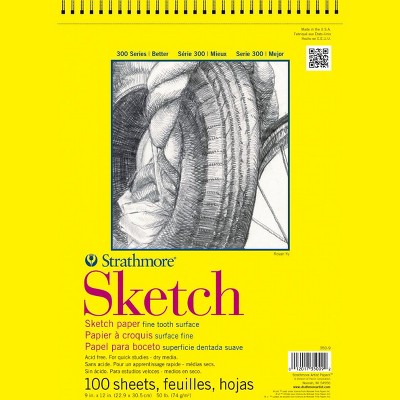 Strathmore 300 Series Sketch Pad, 9 x 12 Inches, 50 lb, 100 Sheets