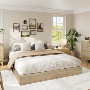 Solid Wood Platform Bed with Sturdy Wooden Slats, Floor-Standing Bed Frame - 1 of 4