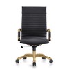 LeisureMod Harris High-Back Office Chair Upholstered in Leather with Gold Frame - 3 of 3