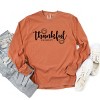 S.W.Smiley Thankful Cursive - Women's Garment Dyed Long Sleeve Graphic T-Shirt - 2 of 4