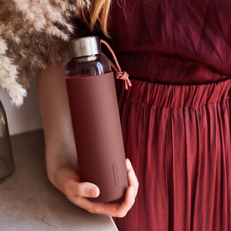 Black+Blum Glass Water Bottle with Burgundy Sleeve, 2 of 4