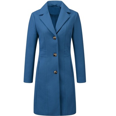 INSPIRE CHIC Women's Single Breasted Notched Lapel Long Winter Coats