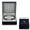 Metallo Mens Black & Silver Stainless Steel w/ Black CZ Genuine Leather Bracelet - Black - 8.5 Inch - 2 of 4