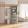 66.5" Farmhouse Pantry Cabinet with Glass Doors - Tall 5-Shelf Storage Organizer with Drawer for Kitchen, Entryway & Living Room (Grey) - 3 of 4