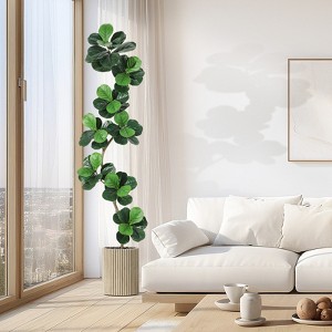 COZONY 5/6/7FT Fiddle Leaf Fig Artificial Tree in White Planter, Realistic Faux Indoor Floor Plant - 1 of 4