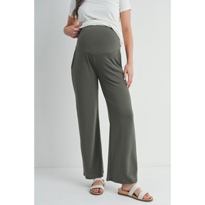 Hello Miz Women's Over The Belly Wide Leg Lounge Maternity Pants - 1 of 4