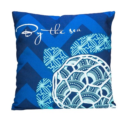 Beachcombers Square Blue Turtle Throw Pillow