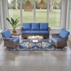 POCASSY 4 Pieces Patio Furniture Set, Patio Couch Set with Swivel Rocking Gliding Chairs and Coffee Table, All Weather Brown Wicker Patio Set - 3 of 4