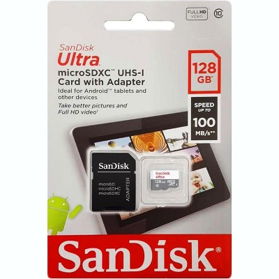 Sandisk Ultra 128gb Uhs-i Class 10 Microsdxc Memory Card With Adapter - Up  To 80mb/s - White : Target