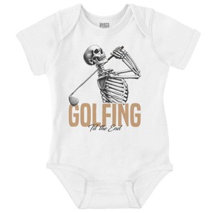 Funny Skeleton Golfing Til The End Baby Bodysuit Jumper Boys Brisco Brands - 1 of 4