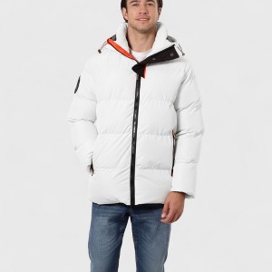 Canada Weather Gear Men's Heavyweight Puffer Jacket with Hood – Winter Coat with Orange Trim, Insulated Windproof Outerwear - 1 of 4