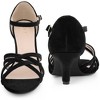 BLISSFUL STEP Women's Velvet Open Toe Kitten Heel Ankle Strap Sandals - 2 of 3