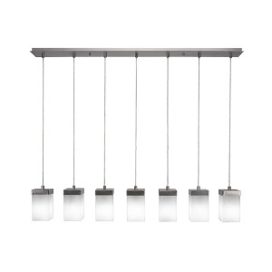 Toltec Lighting Nouvelle 7 - Light Chandelier in  Graphite with 4" Square White Muslin Shade - 1 of 1