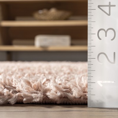 Braided Tassel Pink Shag Round Area Rug, Easy Care Synthetic