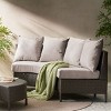Modern Outdoor Single PE Rattan Single Sofa Chairs Set of 2,Curved Armless Patio Garden Couch Chair,Fabric Upholstered Single Chair-Coolbibila - 2 of 4