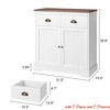 Farmhouse White Buffet Cabinet w/Storage, Kitchen Sideboard w/2 Doors and 2 Drawers, Wooden Coffee Bar Cabinet with Shelves - 2 of 4